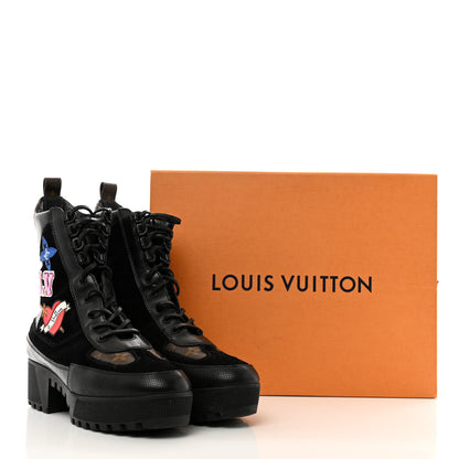 Louis Vuitton Suede Calfskin Monogram LV Black Heart Laureate Platform Desert Boots 41 Black 13 of 13