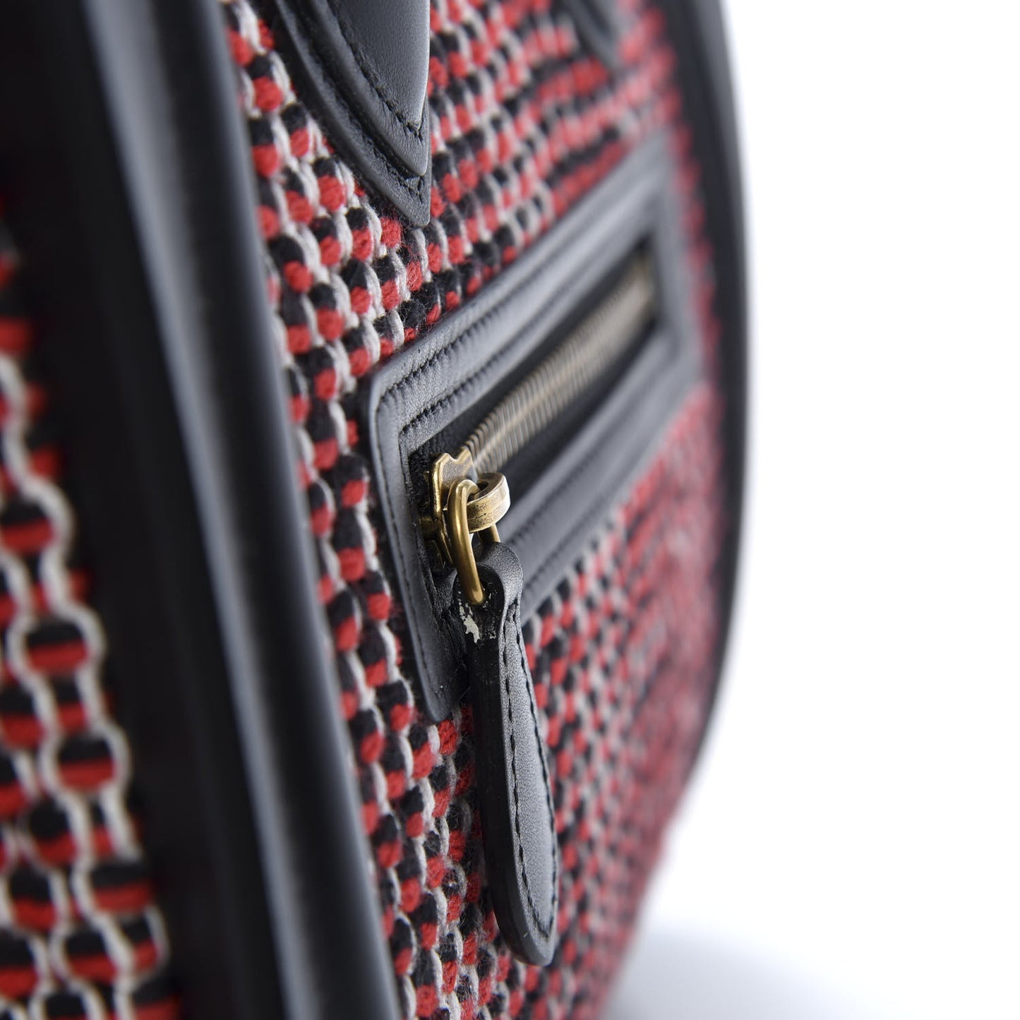 Smooth Calfskin Tweed Micro Luggage Black Scarlet