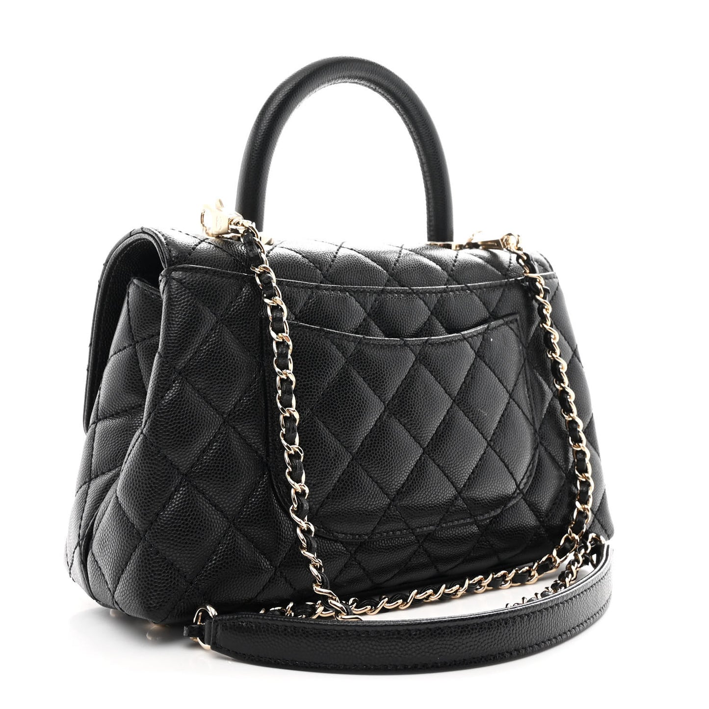 Caviar Quilted Mini Coco Handle Flap Black