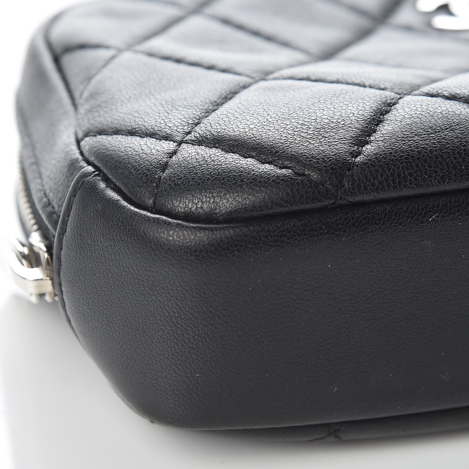 Chanel Lambskin Quilted Small Curvy Pouch Cosmetic Case Black 8 of 10