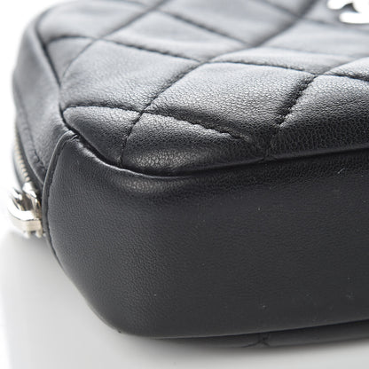 Chanel Lambskin Quilted Small Curvy Pouch Cosmetic Case Black 8 of 10