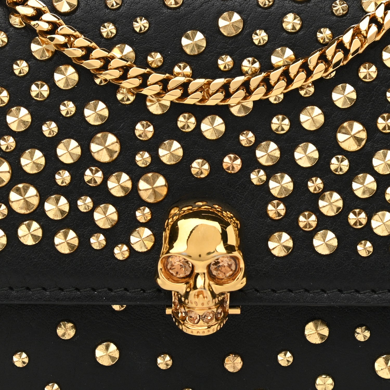 Alexander McQueen Calfskin Studded Skull Wallet on Chain Black 6 of 9