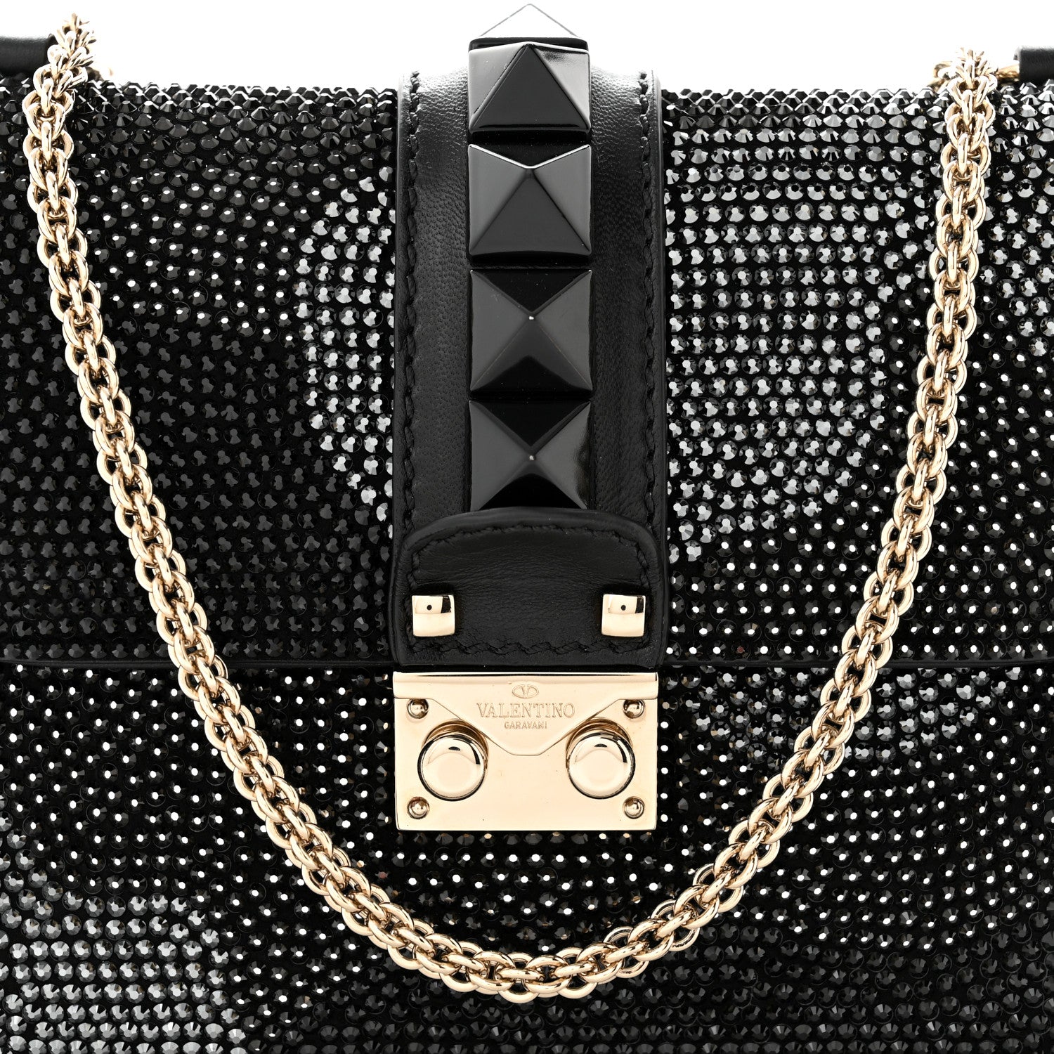 Valentino Garavani Nappa Crystal Small Glam Lock Rockstud Flap Black Multicolor 6 of 8