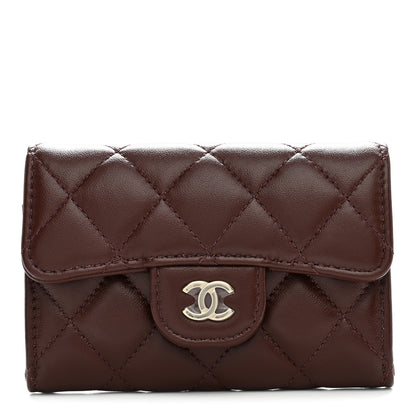 Chanel Lambskin Quilted Flap Card Holder Wallet Dark Brown 1 of 9