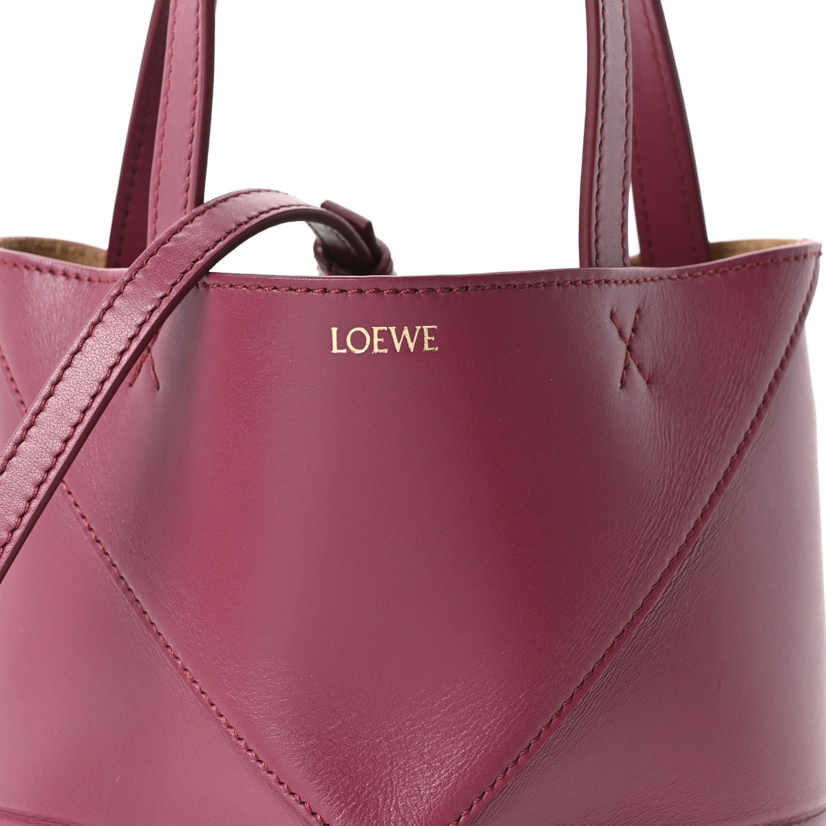 Shiny Calfskin Mini Puzzle Fold Tote Dark Burgundy