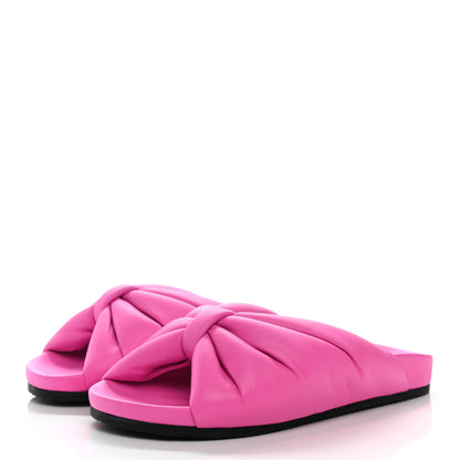 Balenciaga Smooth Nappa Logo Puffy Slide Sandals 37 Fluo Pink White 3 of 7