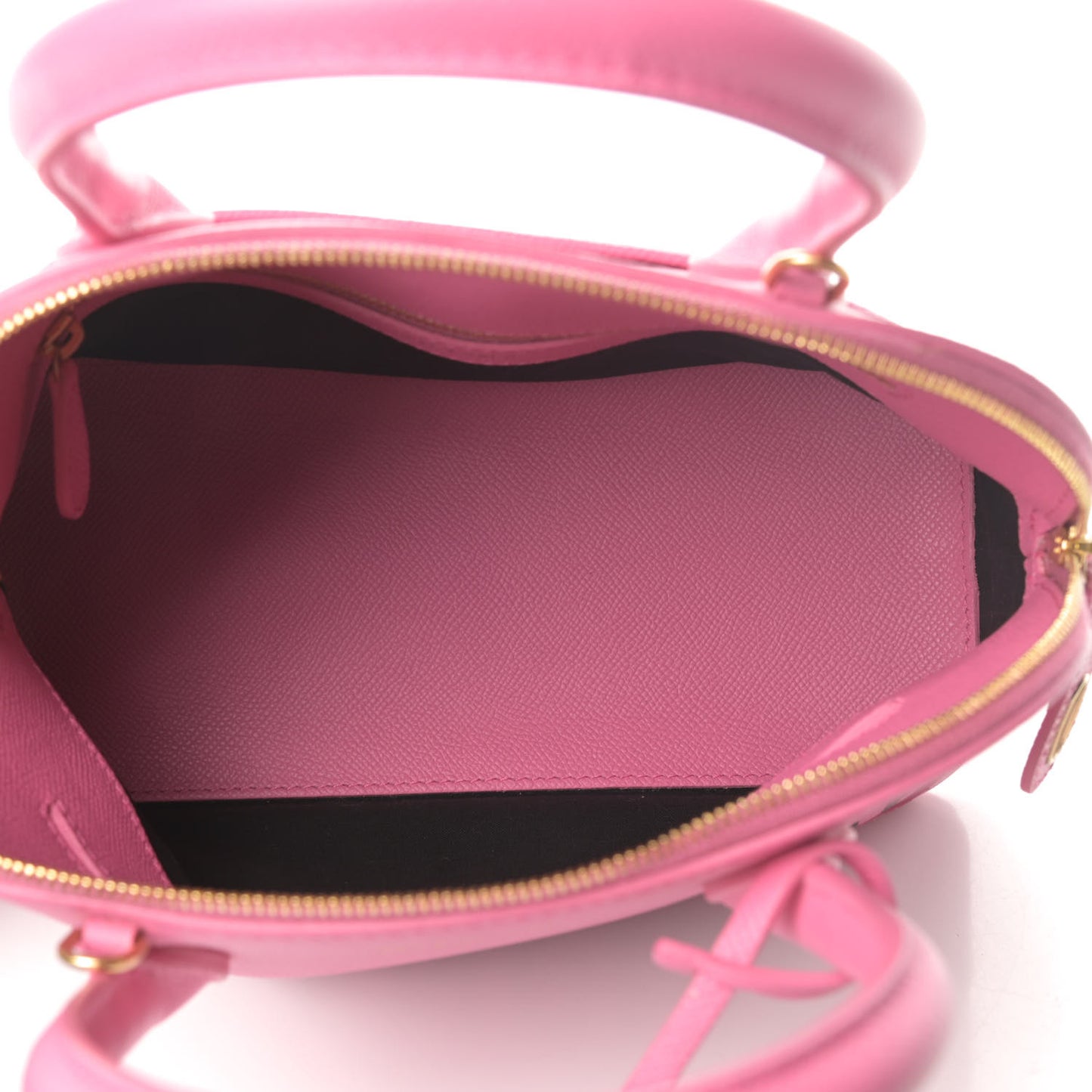 Signature Grained Calfskin Logo S Ville Top Handle Bag Rose Bubblegum Black