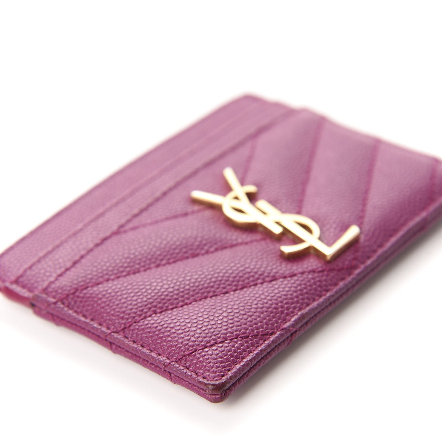 Grain De Poudre Matelasse Chevron Monogram Credit Card Case Dark Grape