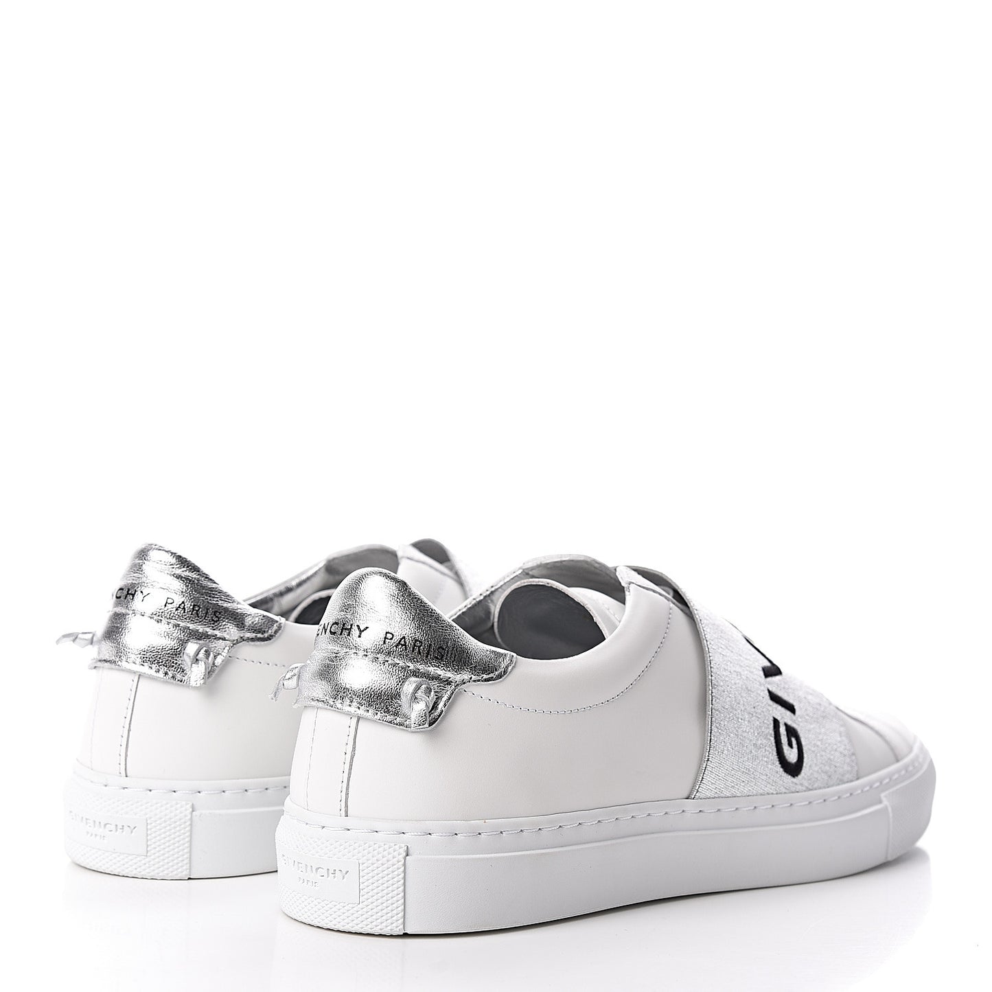 Calfskin Band Logo Womens Urban Street Sneakers 38 Argent