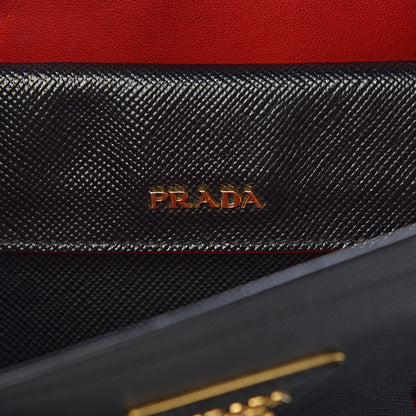 Prada Saffiano Cuir Medium Double Bag Black Fuoco 6 of 13
