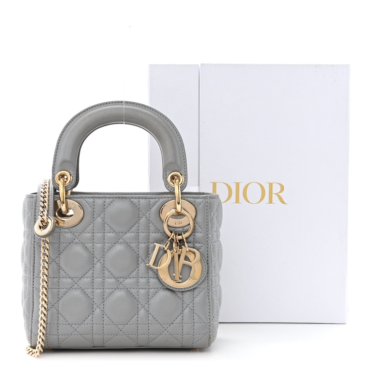 Christian Dior Lambskin Cannage Mini Lady Dior Grey 17 of 17