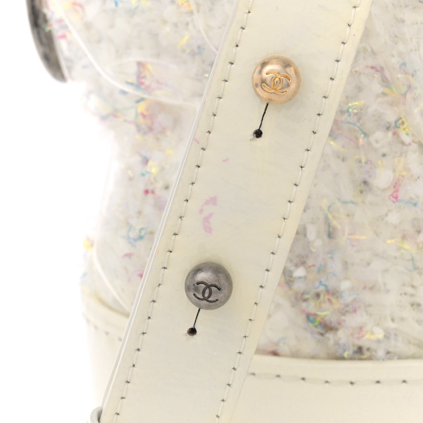 Tweed PVC Patent Chevron Quilted Medium Gabrielle Hobo White
