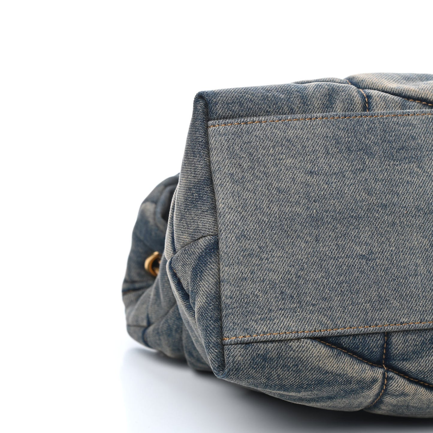 Denim Quilted Medium Loulou Puffer Monogram Chain Satchel Blue Cinnamon