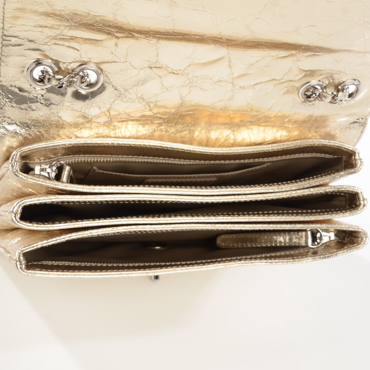 Chanel Metallic Crackled Calfskin Medium Clam's Pocket Flap Gold 5 of 8