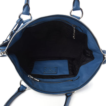 Prada Vitello Daino Double Handle Satchel Cobalto 5 of 13