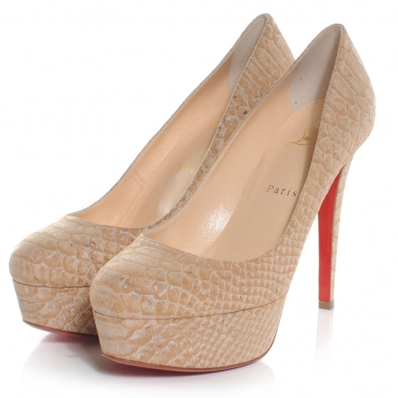 Christian Louboutin Cork Snake Print Bianca 120 Pumps 37.5 Beige 3 of 6