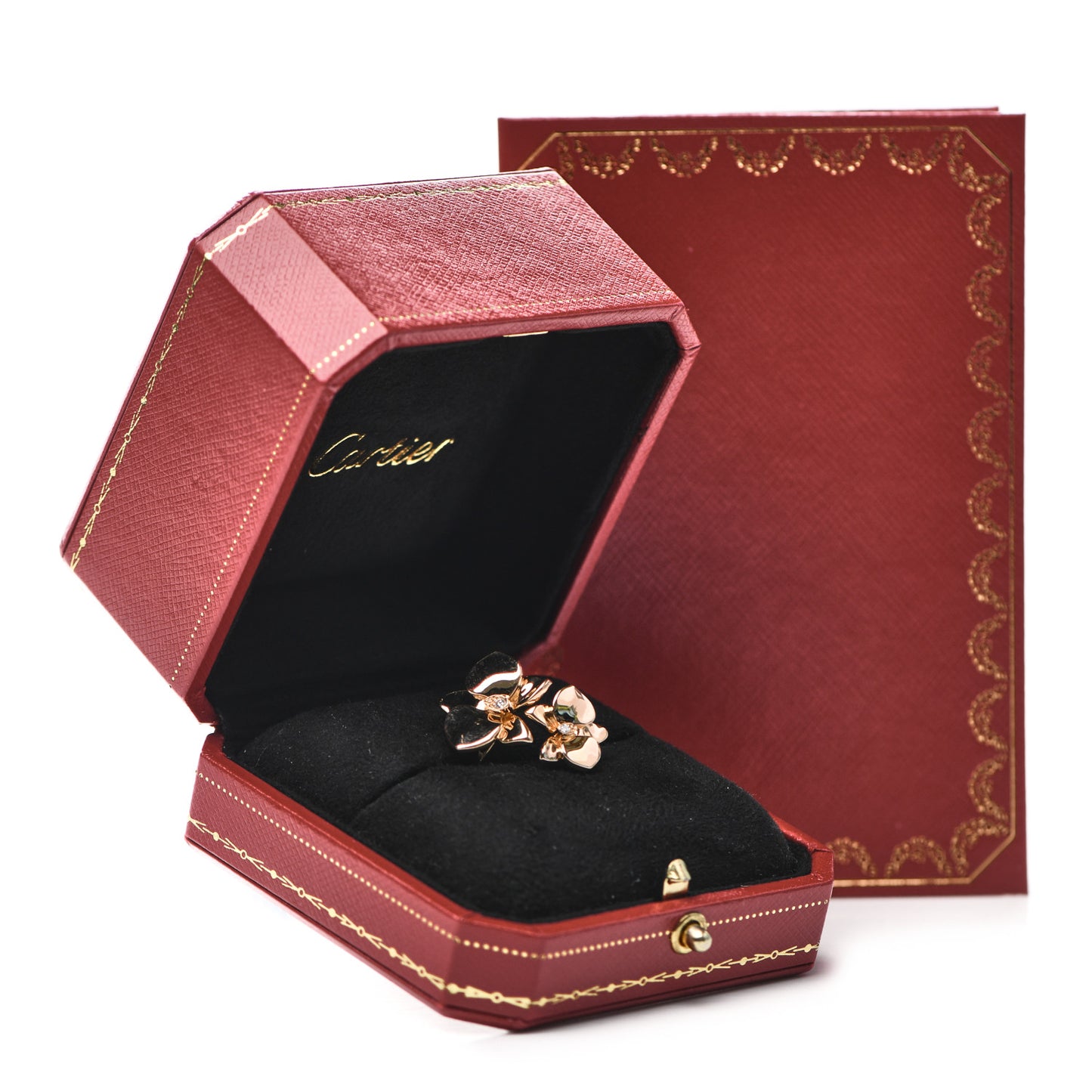 18K Pink Gold Diamond Caresse D'Orchidees Par Cartier Ring 52 6