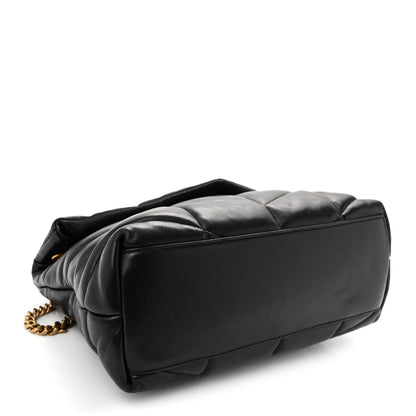 Saint Laurent Lambskin Quilted Medium Loulou Puffer Monogram Chain Satchel Black 3 of 9