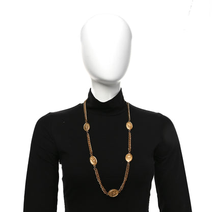 Chanel Metal Regal Crown CC Medallion Necklace Aged Gold 2 of 5
