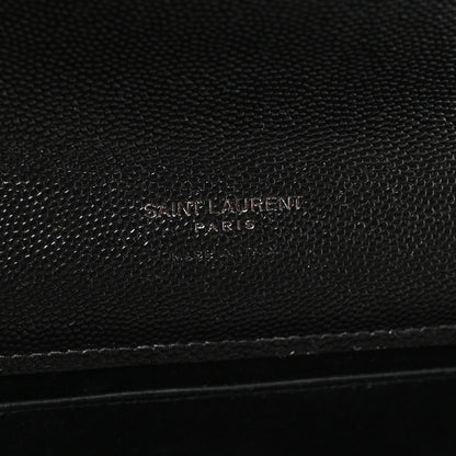 Saint Laurent Grain De Poudre Matelasse Chevron Monogram Monochrome Envelope Clutch Black 6 of 8