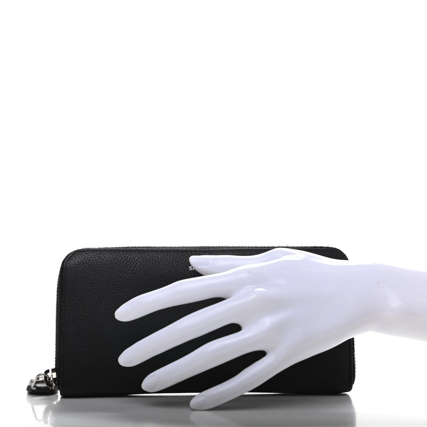 Grained Calfskin Rive Gauche Zip Around Wallet Black