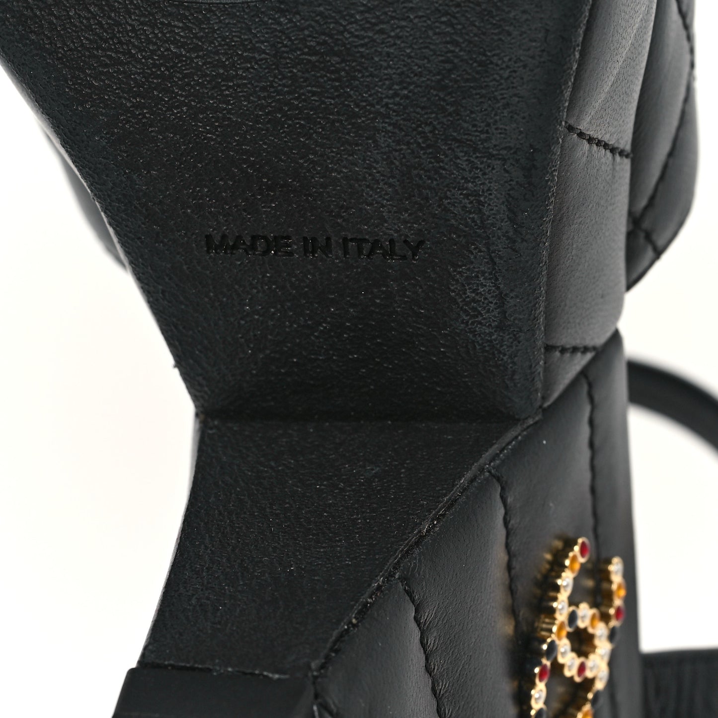 Lambskin Quilted Peep Toe Wedge Sandals 37 Black