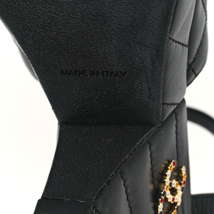 Chanel Lambskin Quilted Peep Toe Wedge Sandals 37 Black 7 of 11