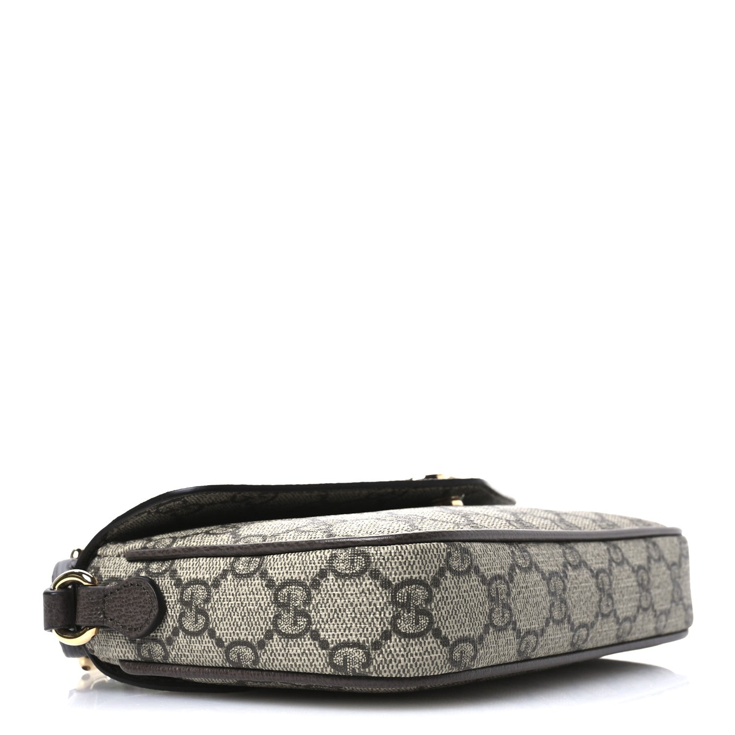 Gucci GG Supreme Monogram Textured Dollar Calfskin Web Mini Ophidia Envelope Shoulder Bag Beige Ebony New Acero 3 of 10