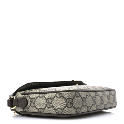 Gucci GG Supreme Monogram Textured Dollar Calfskin Web Mini Ophidia Envelope Shoulder Bag Beige Ebony New Acero 3 of 10