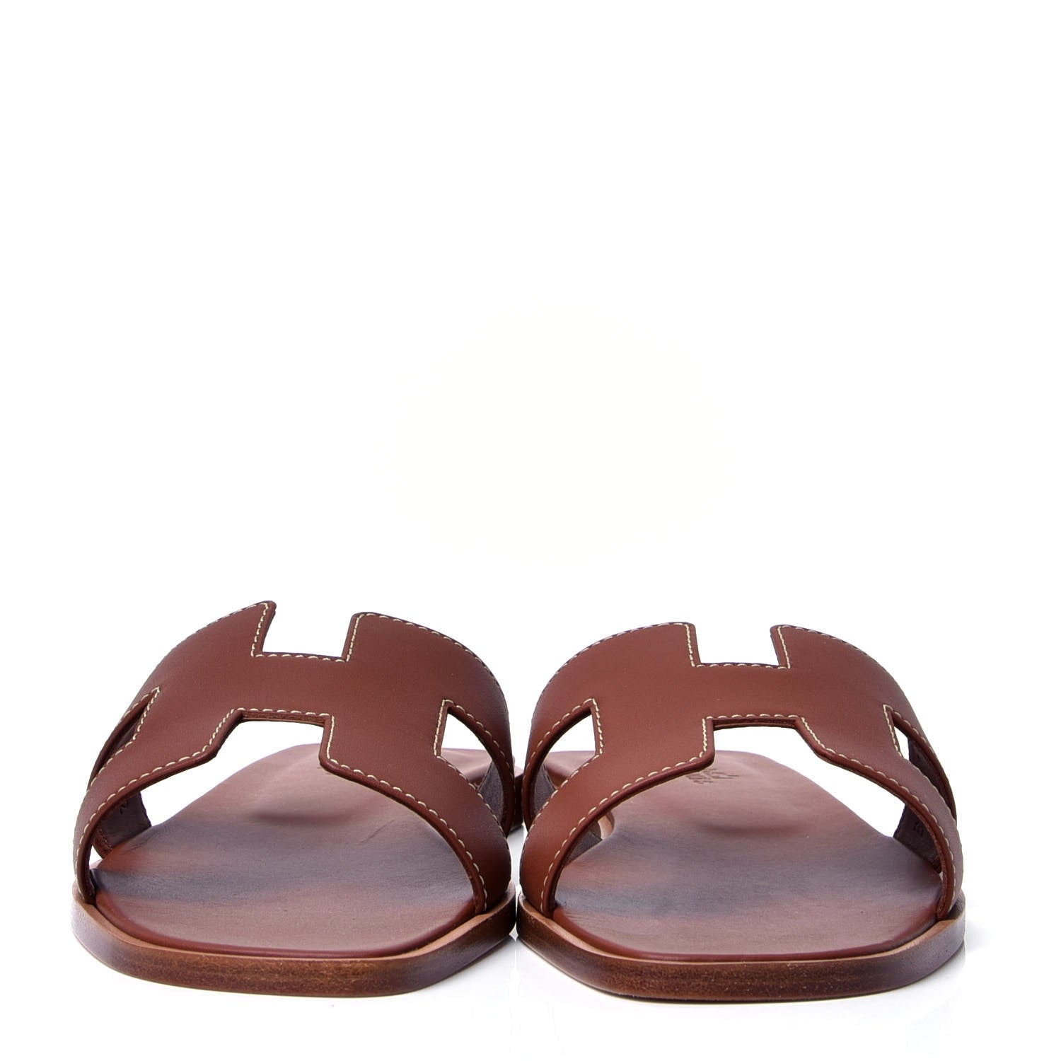Hermes Box Calfskin Oran Sandals 37.5 Gold 2 of 6