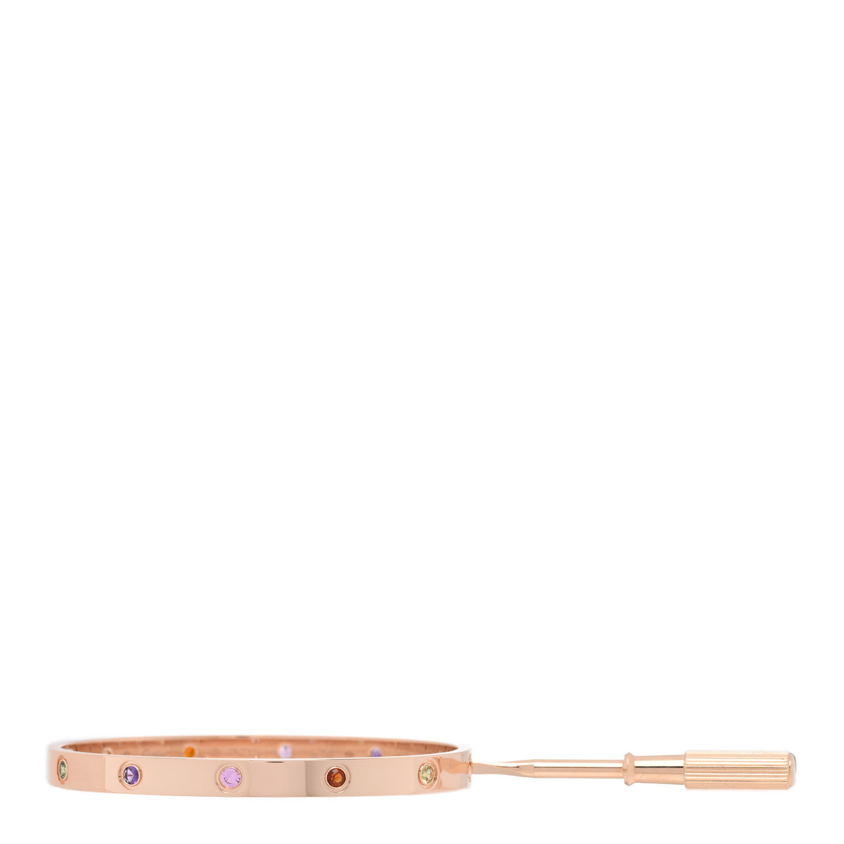 18K Pink Gold Sapphire Garnet Amethyst LOVE Bracelet 19
