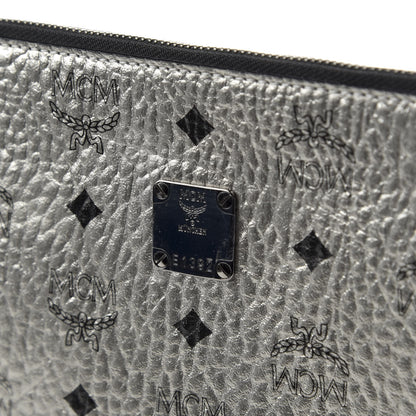 MCM Metallic Visetos Large Stark Wristlet Pouch Silver 7 of 7