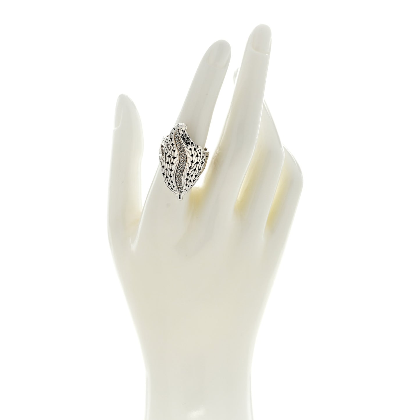 Sterling Silver 18K Yellow Gold Diamond Ayu Leaf Ring 53 6.5