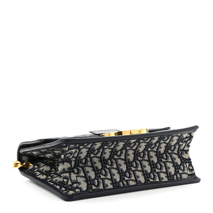 Christian Dior Oblique 30 Montaigne Chain Flap Bag Blue 4 of 10