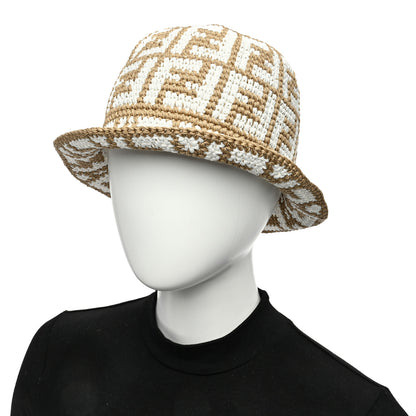 Fendi Cotton Rayon FF Woven Bucket Hat S/M Beige 3 of 8