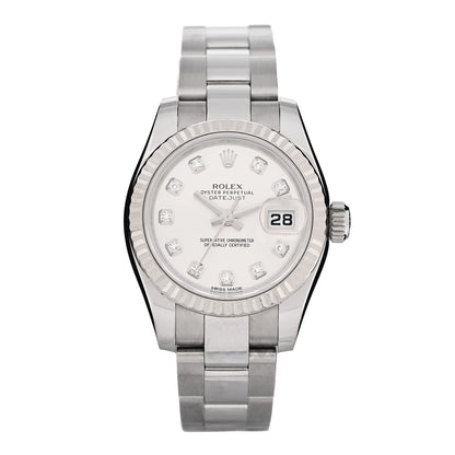 Rolex Stainless Steel 18K White Gold Diamond 26mm Oyster Perpetual Datejust Watch Silver 179174 1 of 5