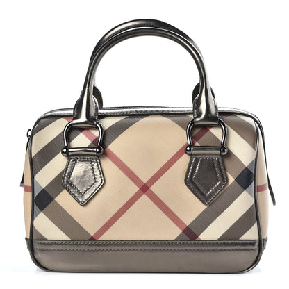 Burberry Supernova Check Patent Bowling Bag Pewter 1 of 17
