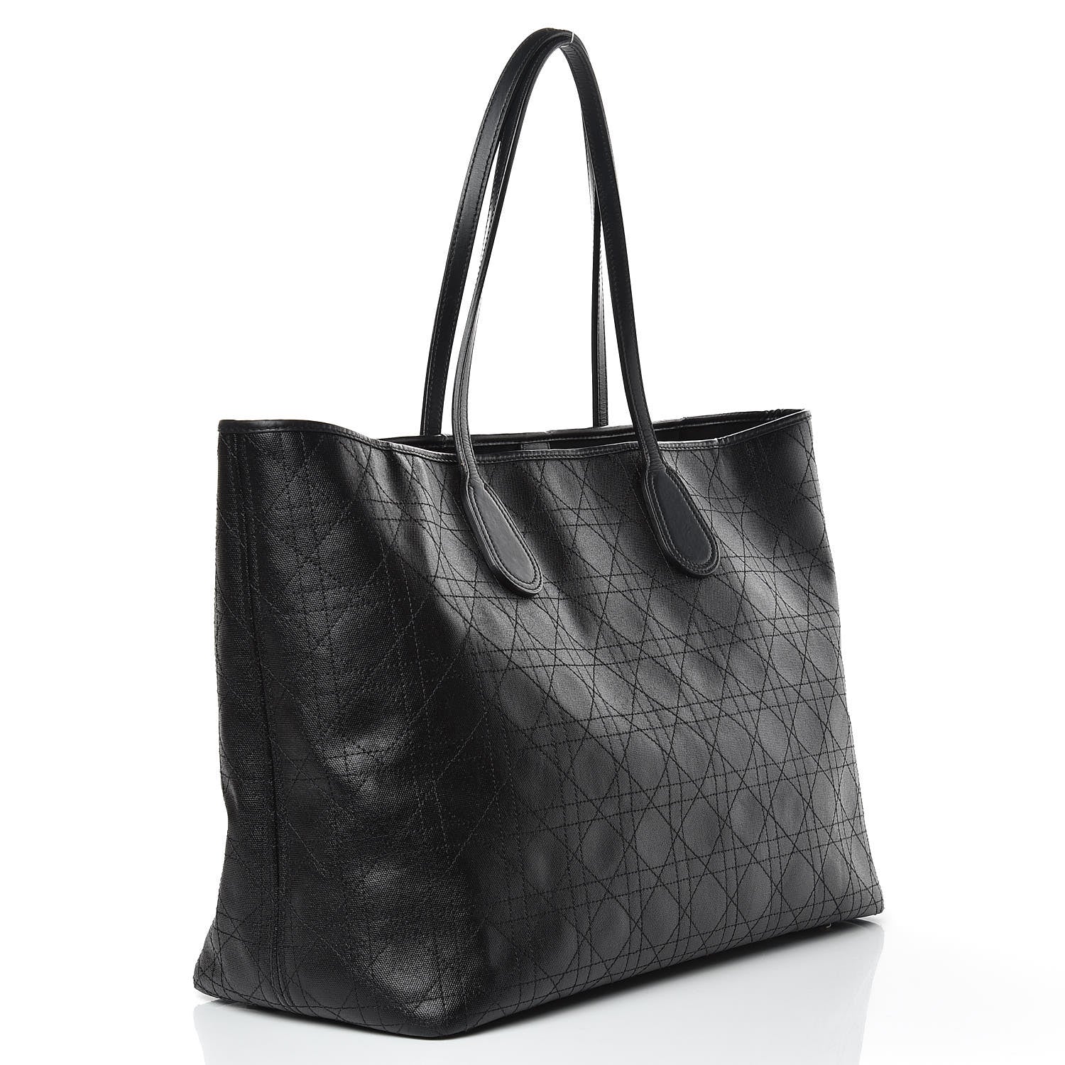 Christian Dior Coated Canvas Cannage Large Panarea Tote Black 3 of 9