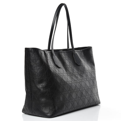 Christian Dior Coated Canvas Cannage Large Panarea Tote Black 3 of 9