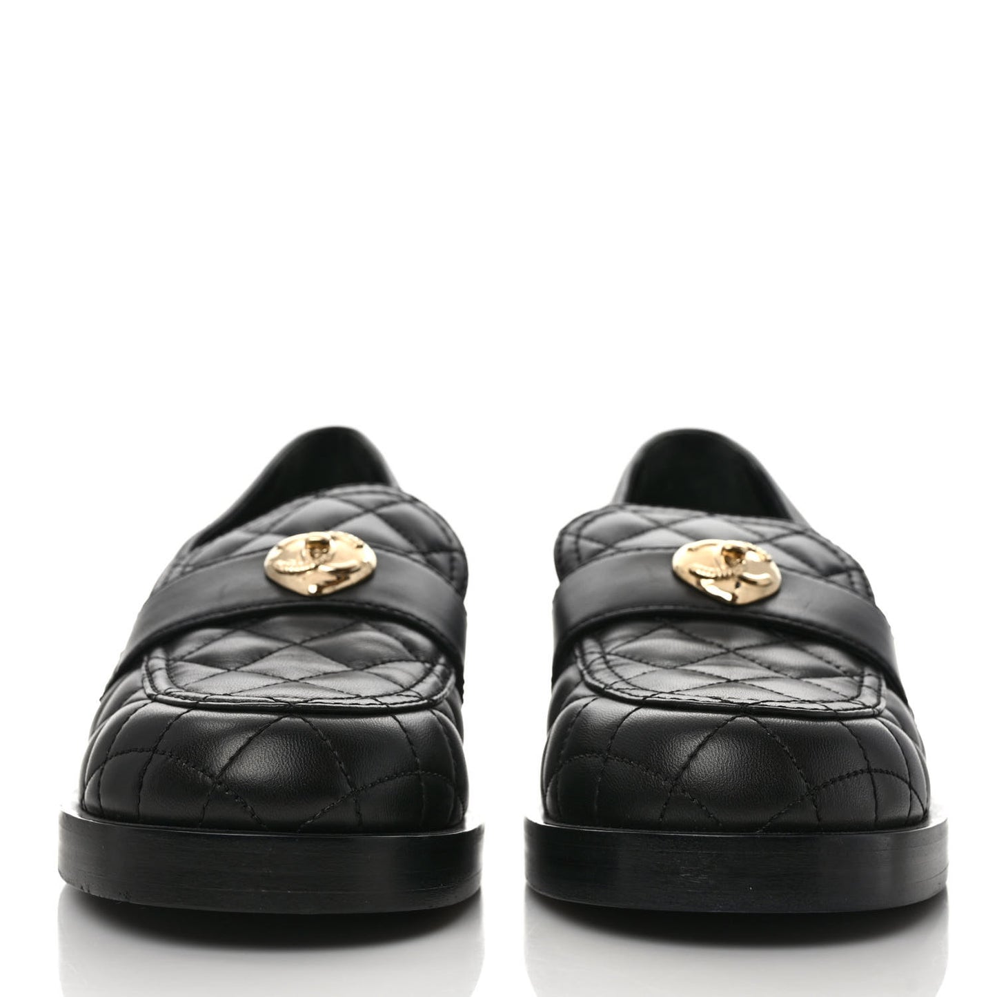 Lambskin Quilted CC Heart Loafers 40 Black