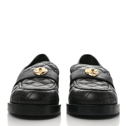 Chanel Lambskin Quilted CC Heart Loafers 40 Black 2 of 7