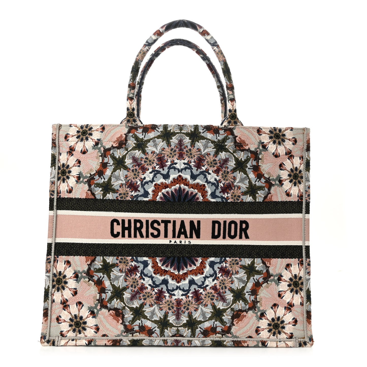 Canvas Embroidered Large KaleiDioroscopic Book Tote Multicolor