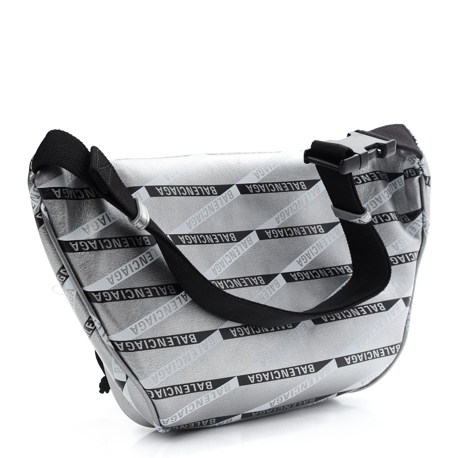 Balenciaga Metallic Calfskin Losange Monogram Explorer Belt Bag Silver Black White 3 of 9