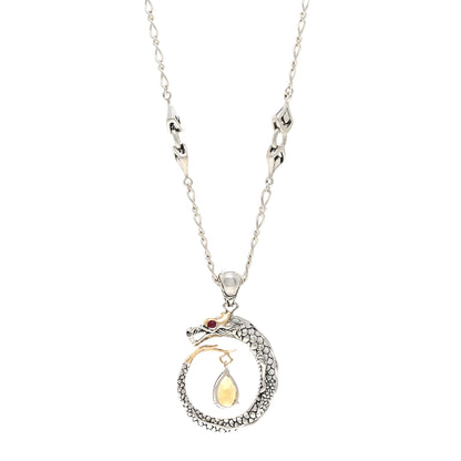 John Hardy Sterling Silver 18K Yellow Gold Citrine Ruby Legends Naga Pendant Necklace 1 of 4