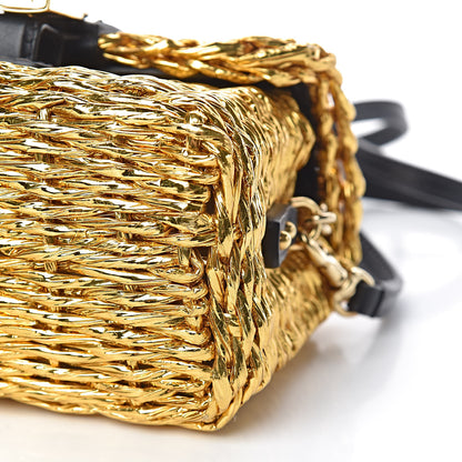 Dolce & Gabbana Metallic Coated Woven Raffia Shoulder Bag Gold 13 of 14