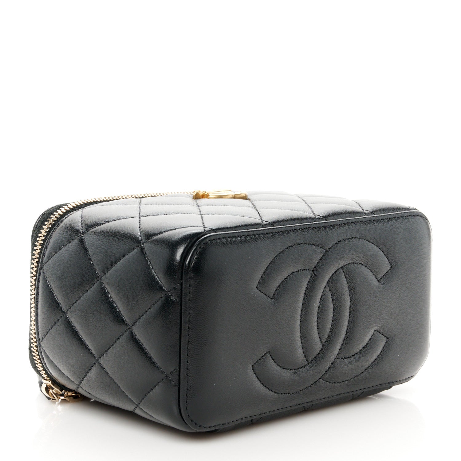Chanel Lambskin Quilted Sweetheart Vanity Case Black 4 of 12