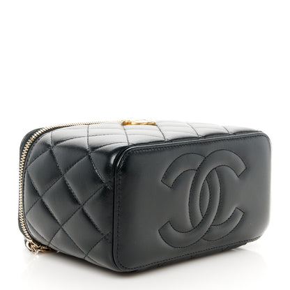 Chanel Lambskin Quilted Sweetheart Vanity Case Black 4 of 12