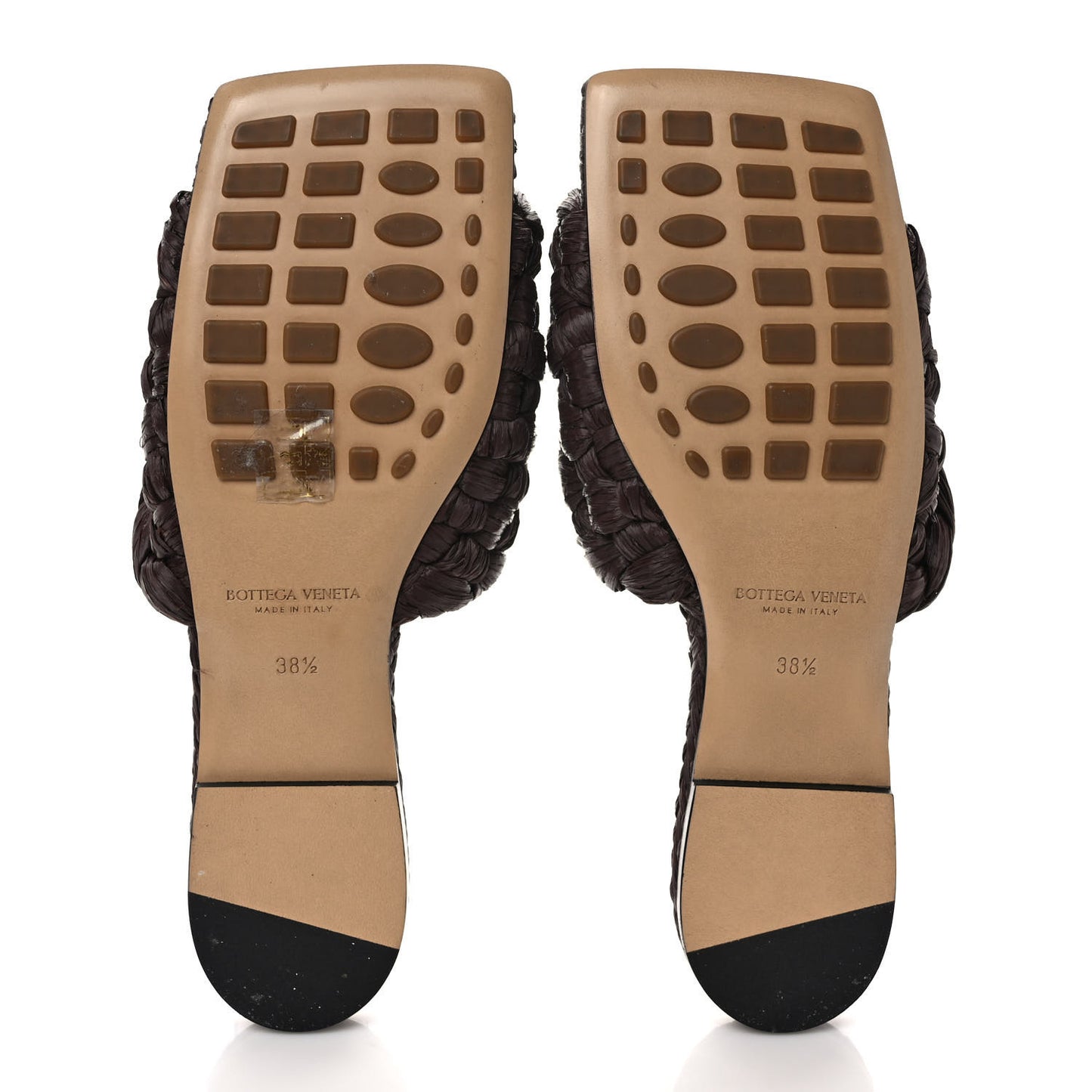 Raffia Twisted Intrecciato Stretch Flat Sandals 38.5 Bitter Chocolate