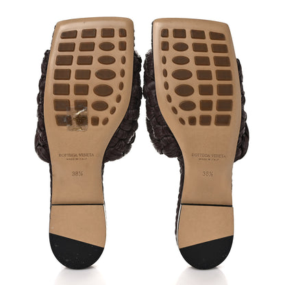Bottega Veneta Raffia Twisted Intrecciato Stretch Flat Sandals 38.5 Bitter Chocolate 5 of 7