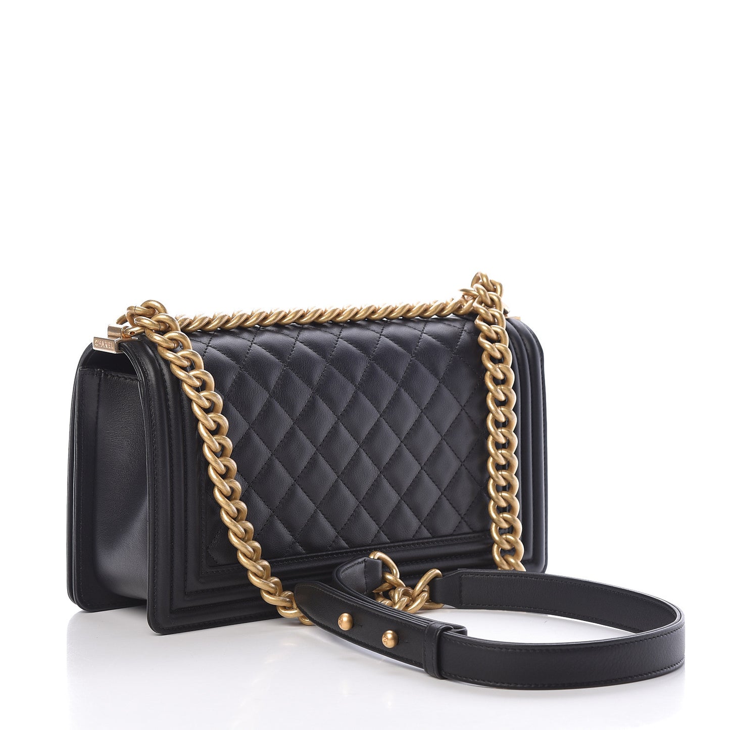 Lambskin Quilted Medium Boy Flap Black